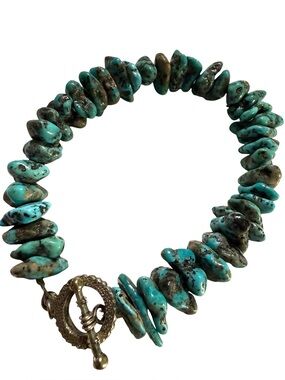 Authentic Turquoise Chip Bracelet with  Toggle Clasp